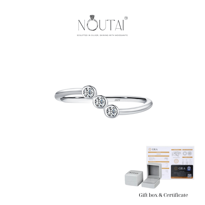 Noutai D Color Moissanite Lab Diamond Irregular Line Stackable Ring – 925 Sterling Silver