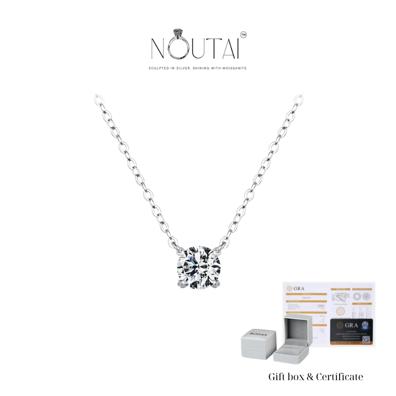 Noutai 0.8ct D Color Moissanite Pendant Necklace – 925 Sterling Silver