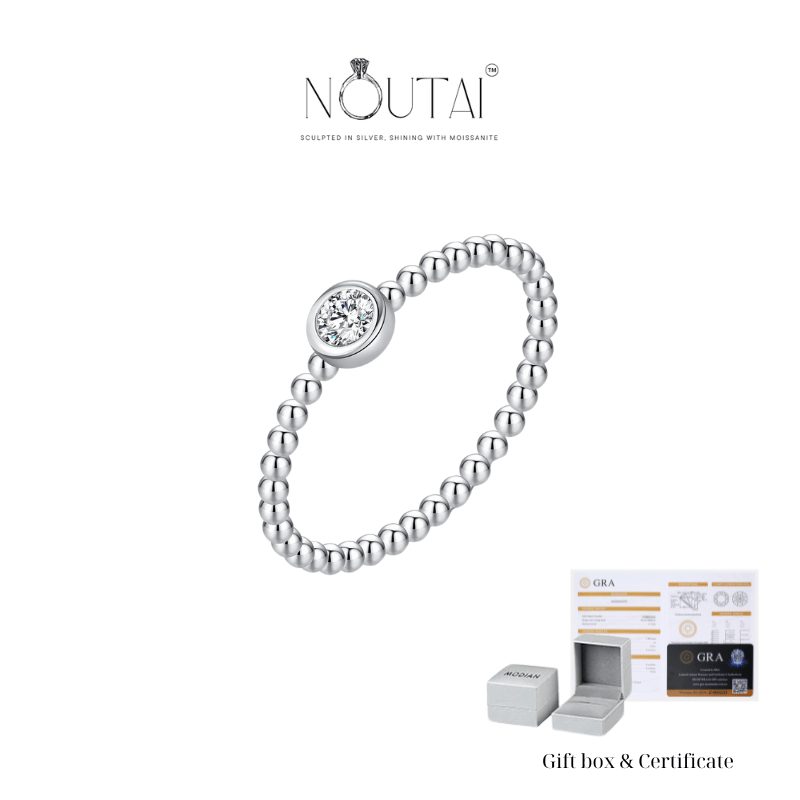 Noutai Bezel Setting Moissanite Stackable Ring – 925 Sterling Silver