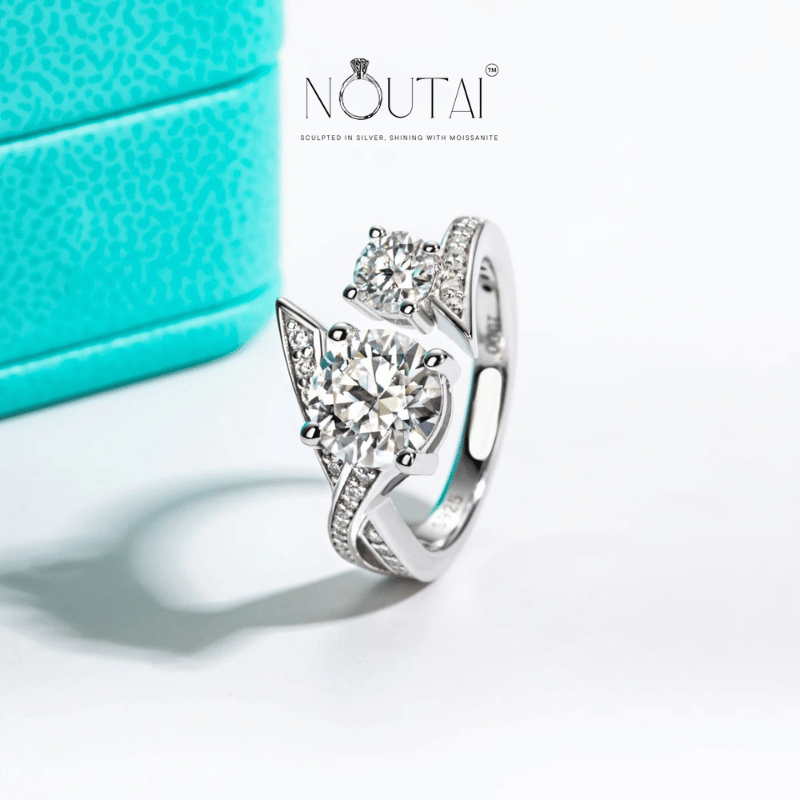 Noutai 2ct D Color Moissanite Victory Engagement Ring – 925 Sterling Silver