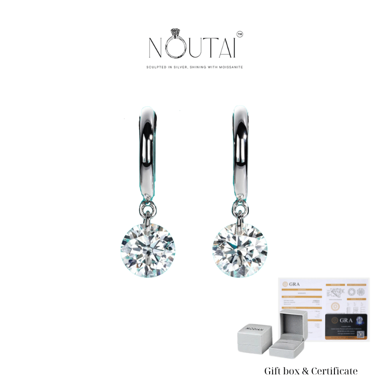 Noutai 4cttw Moissanite Hoop Earrings – 925 Sterling Silver