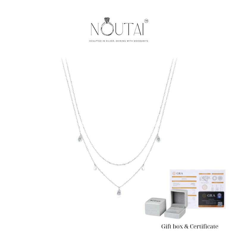 Noutai Pear Shape Moissanite Pendant Necklace – 0.75ct 925 Silver