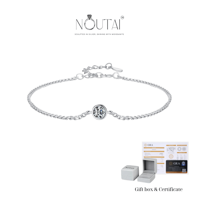 Noutai 0.25ct Moissanite Bezel Bracelet – 925 Sterling Silver