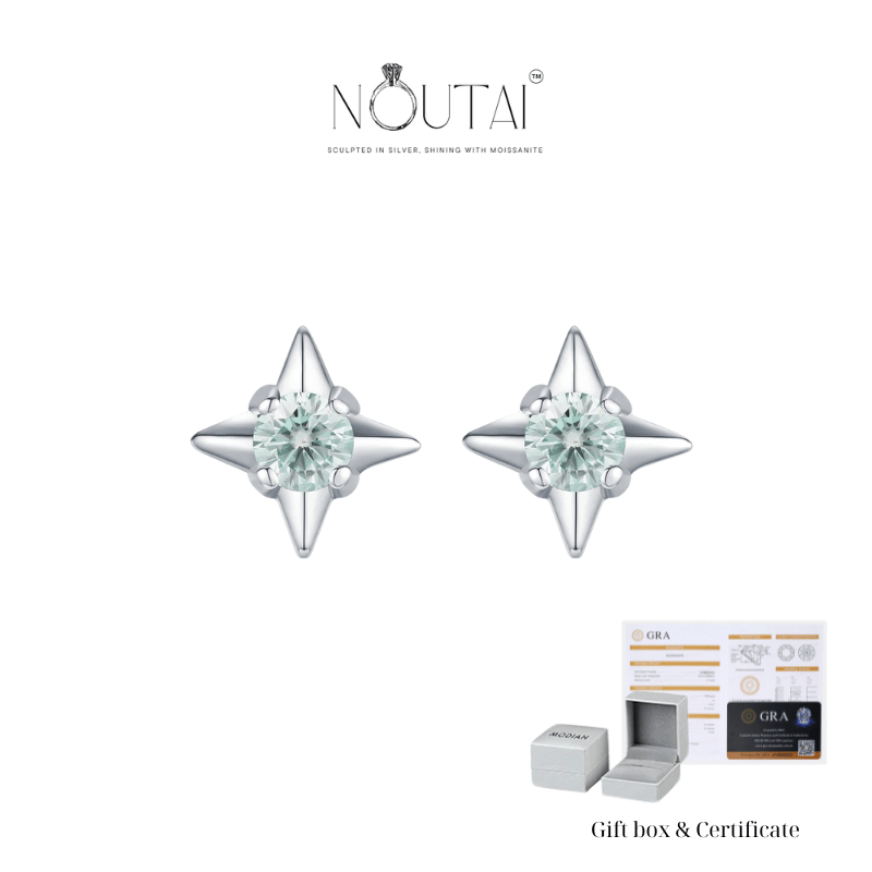 Noutai 0.3ct D Color Moissanite Ear Studs – 925 Sterling Silver Fine Jewelry
