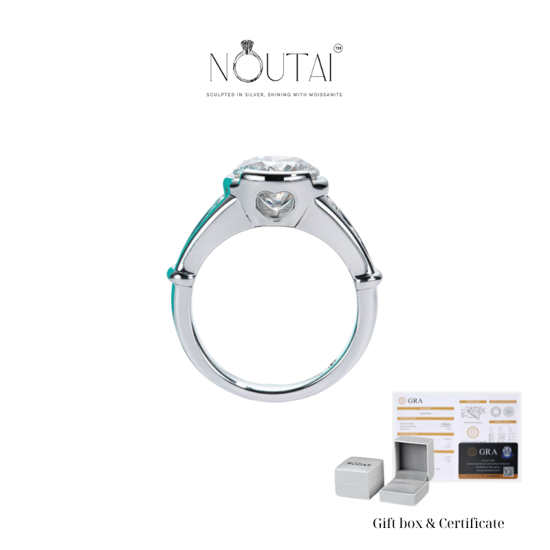 Noutai 3ct Round Cut D Color Moissanite Engagement Ring – 925 Sterling Silver