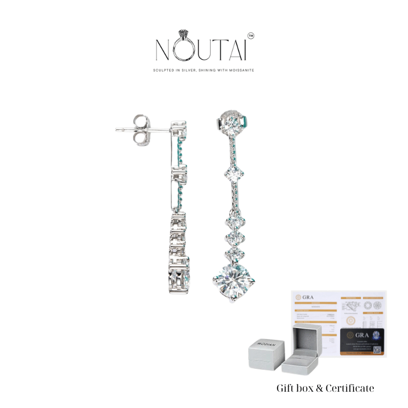 Noutai 2.8cttw Moissanite Drop Earrings – 925 Sterling Silver