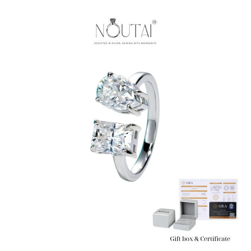 Noutai 4.5cttw Radiant Pear Moissanite Engagement Ring – 925 Sterling Silver