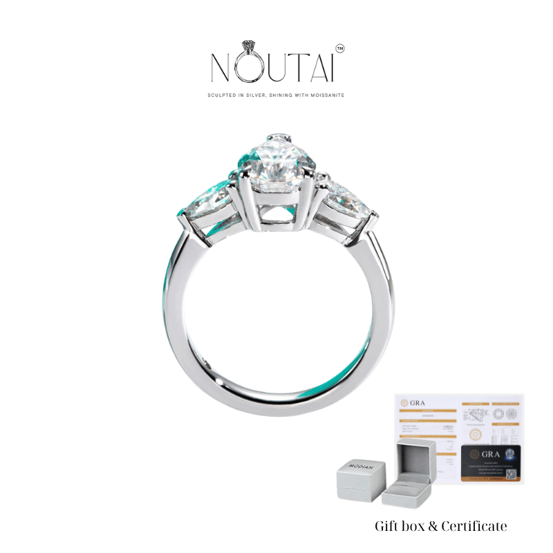 Noutai 4cttw Pear Cut D Color Moissanite Engagement Ring – 925 Sterling Silver