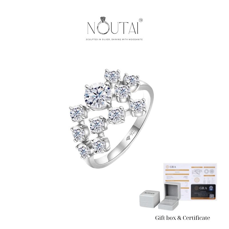 Noutai 1.5ct Round Moissanite Ring – 925 Silver 18K Plated