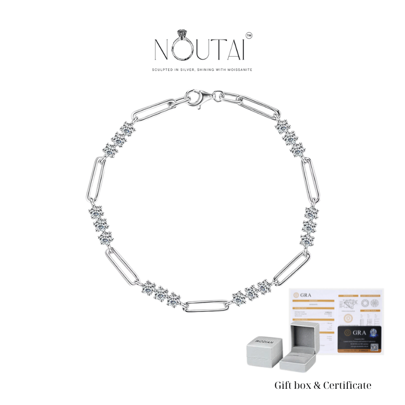 Noutai Adjustable 3mm Moissanite Bracelet – 925 Sterling Silver