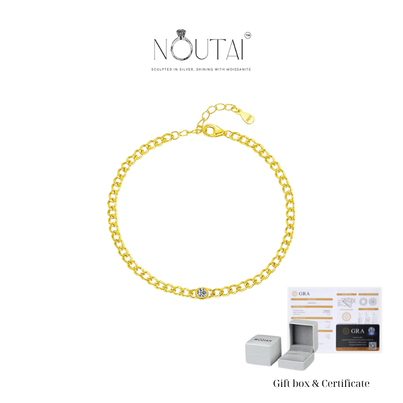 Noutai D Color VVS1 Moissanite Round Bracelet – 925 Sterling Silver