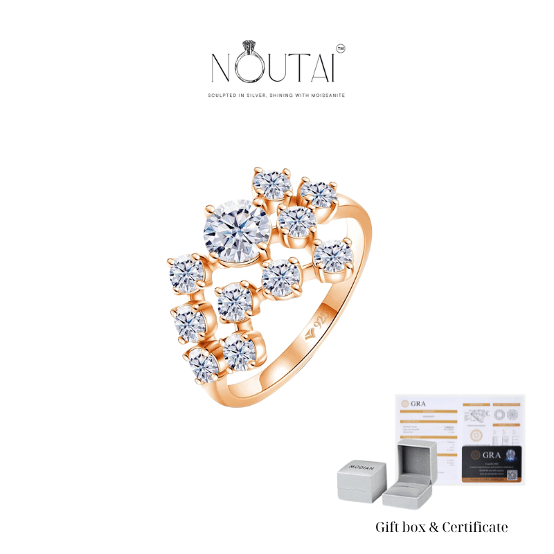 Noutai 1.5ct Round Moissanite Ring – 925 Silver 18K Plated