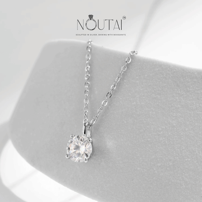 Noutai 1ct D Color Moissanite Pendant Necklace – 925 Sterling Silver