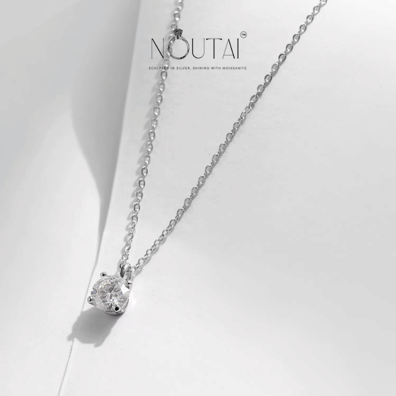 Noutai 1ct D Color Moissanite Pendant Necklace – 925 Sterling Silver