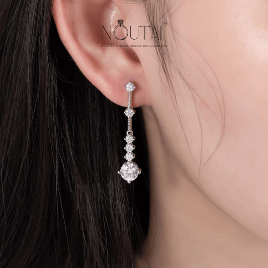 Noutai 2.8cttw Moissanite Drop Earrings – 925 Sterling Silver