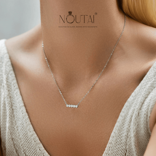 Noutai D Color Moissanite Stackable Pendant Necklace – 925 Sterling Silver