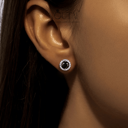 Noutai 1ct Black Moissanite Stud Earrings – 925 Sterling Silver