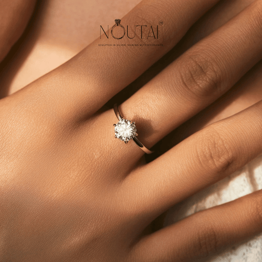 Noutai 1ct Moissanite Lab Diamond Ring – 925 Sterling Silver Platinum Plated