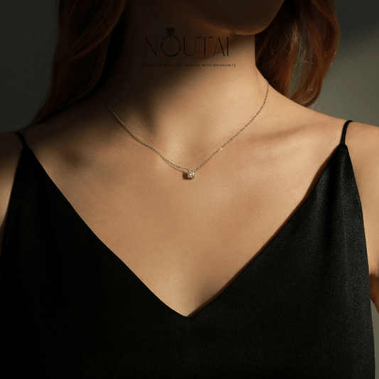 Noutai 0.8ct D Color Moissanite Pendant Necklace – 925 Sterling Silver
