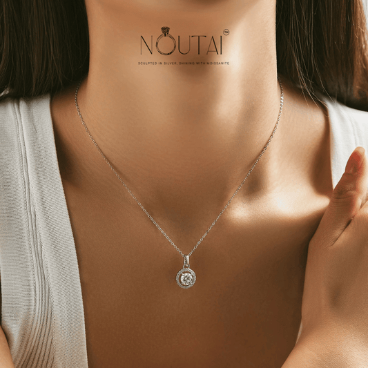 Noutai 1ct D Color Moissanite Pendant Necklace – 925 Sterling Silver