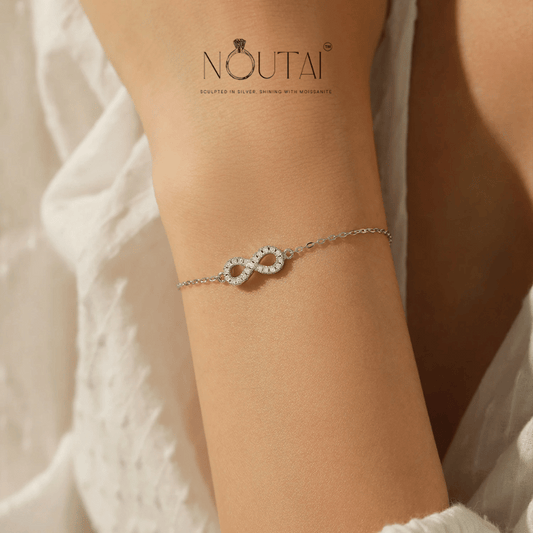 Noutai D Color Moissanite Infinity Bracelet – 21 Stones 925 Silver