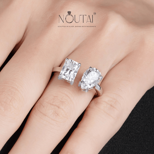 Noutai 4.5cttw Radiant Pear Moissanite Engagement Ring – 925 Sterling Silver