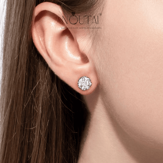 Noutai 2-6cttw D Color VVS1 Moissanite Stud Earrings – 925 Sterling Silver