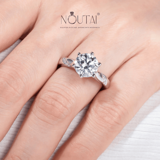 Noutai 3ct Round Cut D Color Moissanite Engagement Ring – 925 Sterling Silver