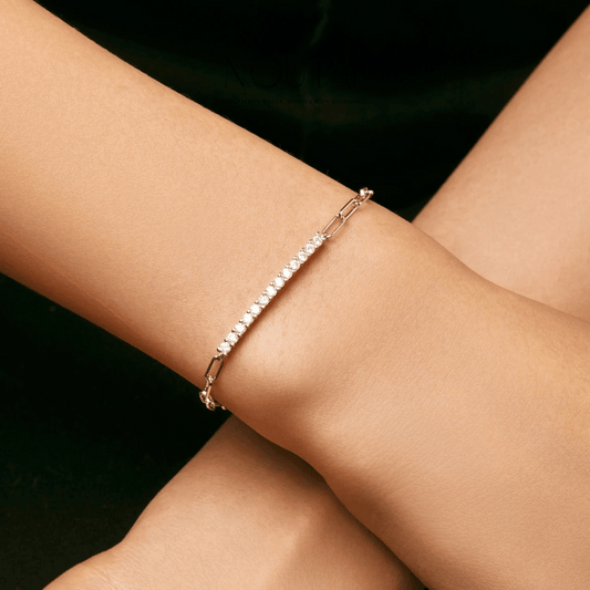 Noutai Sparkling D Color Moissanite Lock Bracelet – 925 Sterling Silver