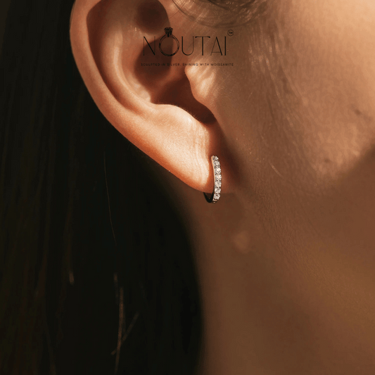 Noutai D Color Sparkling Moissanite Circle Hoop Earrings – 925 Sterling Silver