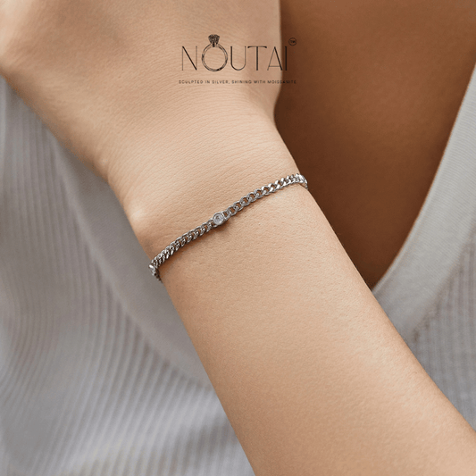 Noutai D Color Round Moissanite Twisted Bracelet – 925 Sterling Silver
