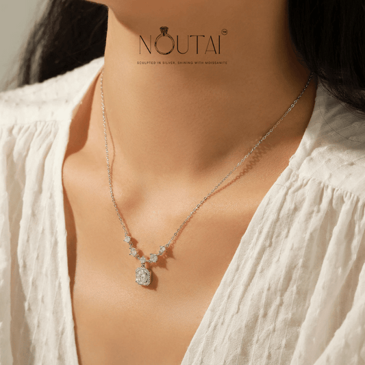 Noutai D Color Moissanite Geometric Necklace & Bracelet Set