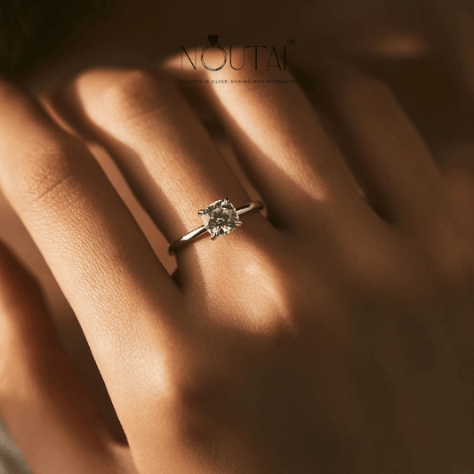 Noutai 1ct Delicate Square Cushion Moissanite Ring – 925 Sterling Silver