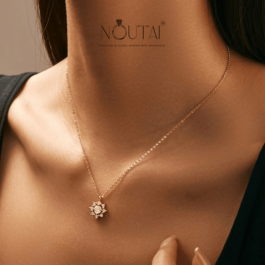 Noutai 0.5ct Moissanite Snowflake Necklace – 925 Sterling Silver