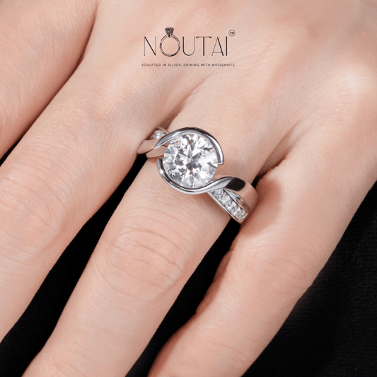 Noutai 3ct D Color Moissanite Engagement Ring – 925 Sterling Silver
