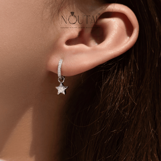 Noutai 0.3ct D Color Round Moissanite Hoop Earrings – 925 Sterling Silver