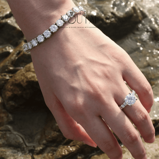 Noutai 3mm 5.2-6.5cttw D Color Moissanite Tennis Bracelet – 925 Sterling Silver