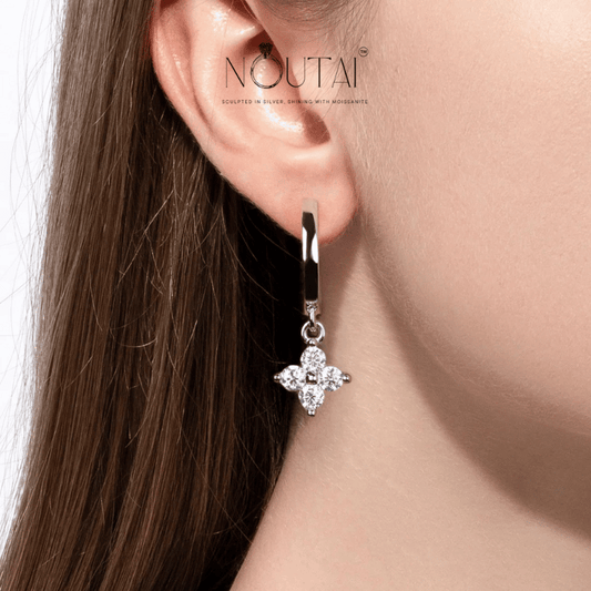 Noutai 3mm Moissanite Huggie Hoop Earrings – 925 Sterling Silver