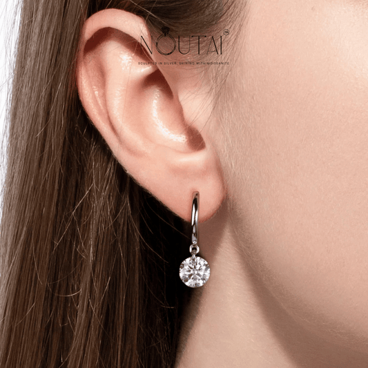 Noutai 4cttw Moissanite Hoop Earrings – 925 Sterling Silver