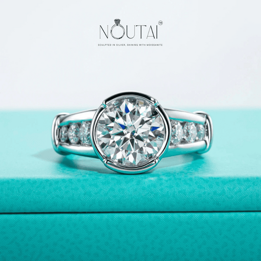 Noutai 3ct Round Cut D Color Moissanite Engagement Ring – 925 Sterling Silver