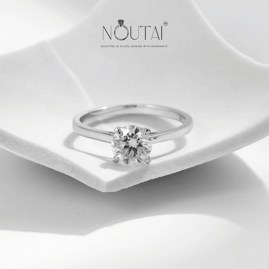 Noutai 1ct D Color Round Moissanite Ring – 925 Sterling Silver
