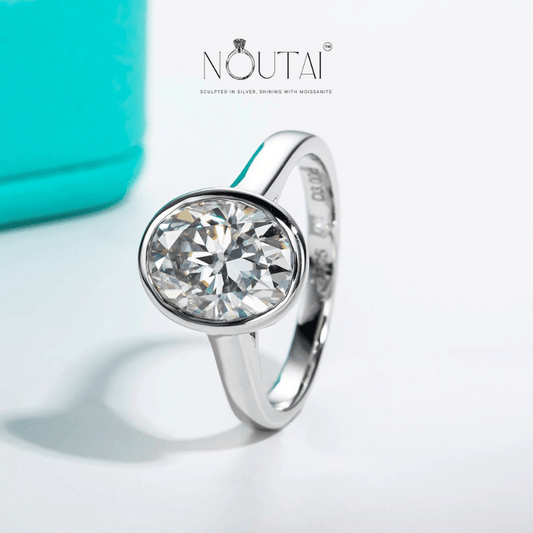 Noutai 3ct D Color Oval Moissanite Engagement Ring – 925 Sterling Silver