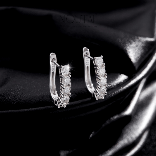 Noutai D Color U Shape Moissanite Hoop Earrings – 925 Sterling Silver