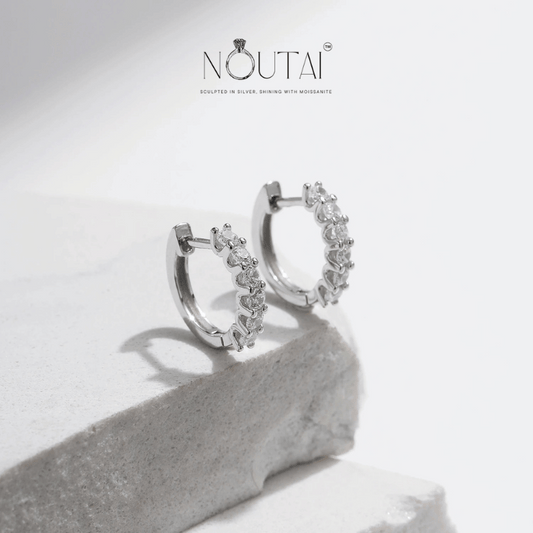 Noutai D Color Moissanite Small Hollow Hoop Earrings – 925 Sterling Silver