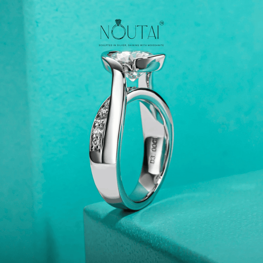 Noutai 3ct D Color Moissanite Engagement Ring – 925 Sterling Silver