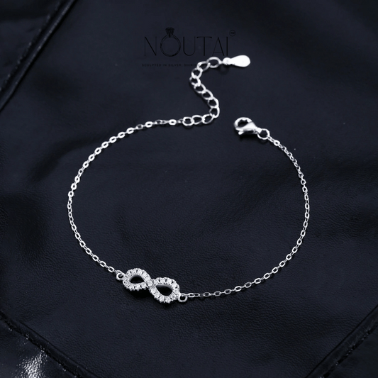 Noutai D Color Moissanite Infinity Bracelet – 21 Stones 925 Silver