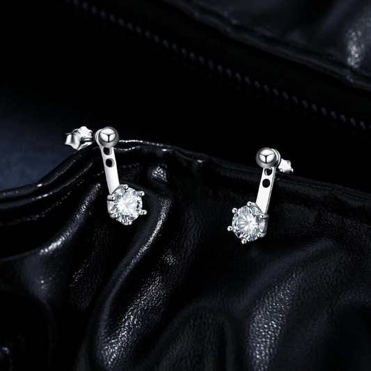 Noutai D Color VVS1 Round Teal Moissanite Ear Climbers – 925 Sterling Silver