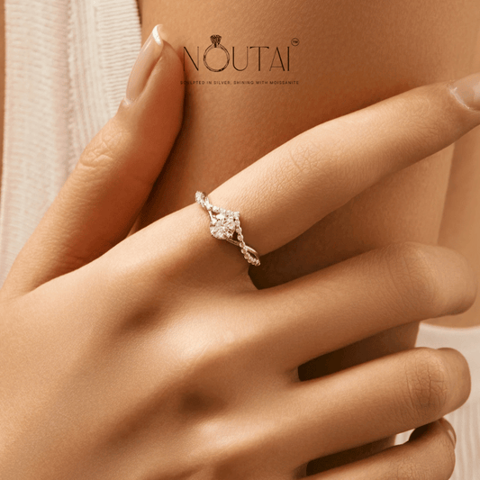 Noutai Crown D Color Moissanite Delicate Lab Diamond Ring – 925 Sterling Silver
