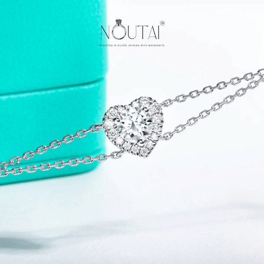 Noutai 1ct Moissanite Heart Bracelet – 925 Sterling Silver