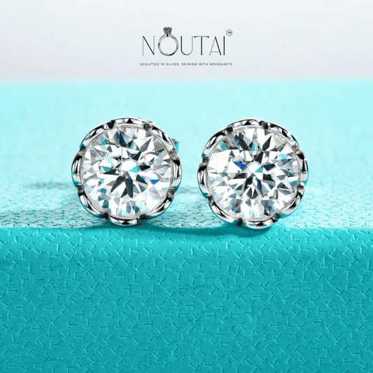 Noutai 2-6cttw D Color VVS1 Moissanite Stud Earrings – 925 Sterling Silver